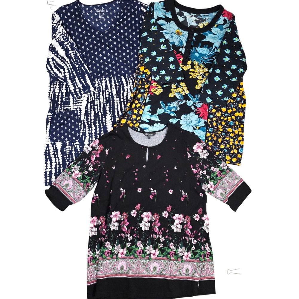 Ulla Popken Printed Tunic Top Lot of 3 Womens 16/18 XL Geometric Boho Breathable